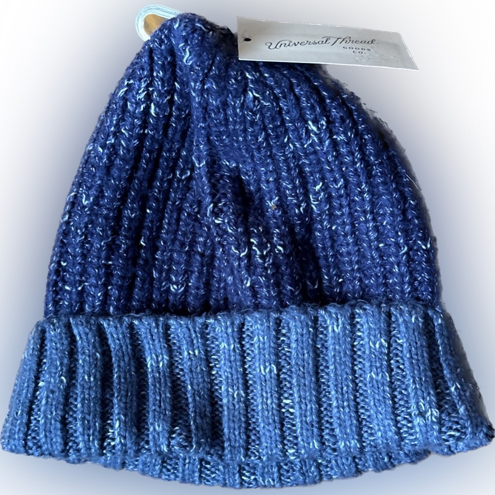 Blue and Green Knit Beanie